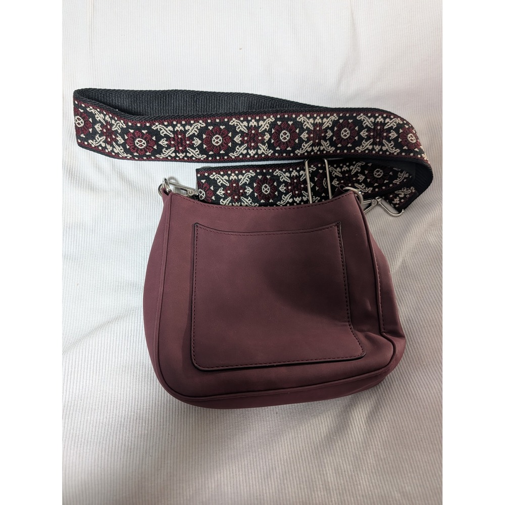 K. Carroll Accessories Burgundy Vegan Leather Crossbody Bag Guitar Strap